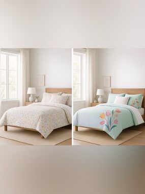 Cynthia Rowley Swell Reversible Floral Duvet Cover Full Queen 100% Cotton